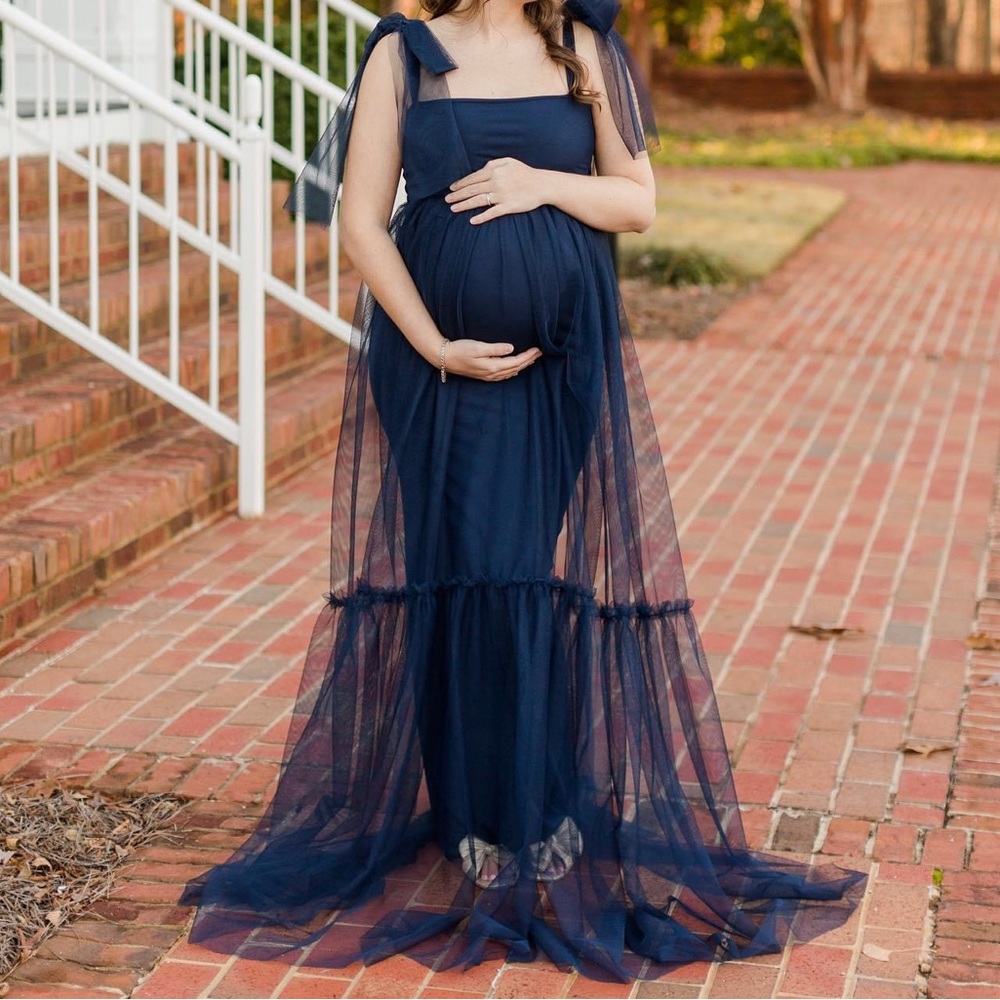 Anyuta couture maternity gown navy